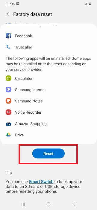 factory data reset oneui1